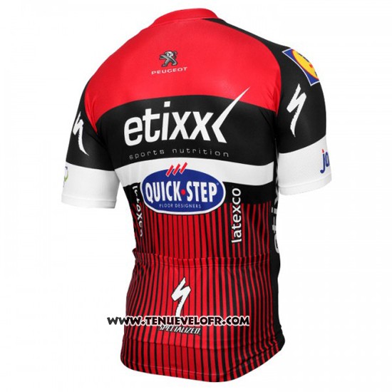 2016 Maillot Ciclismo Etixx Quick Step Rouge et Noir Manches Courtes et Cuissard